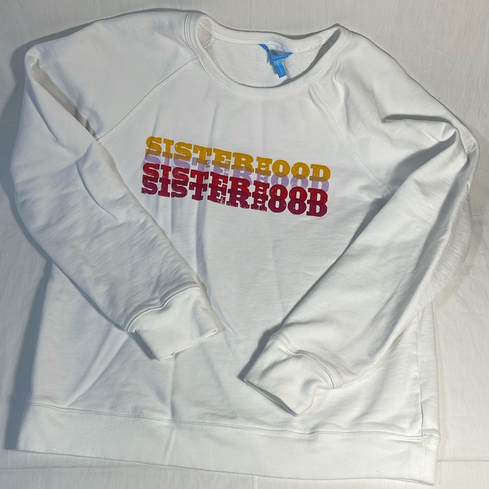 Draper James Sisterhood Pullover Crew Neck 100% Cotton Sweatshirt Girl Power LG